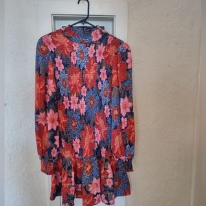 FARM rio garden navy mini dress